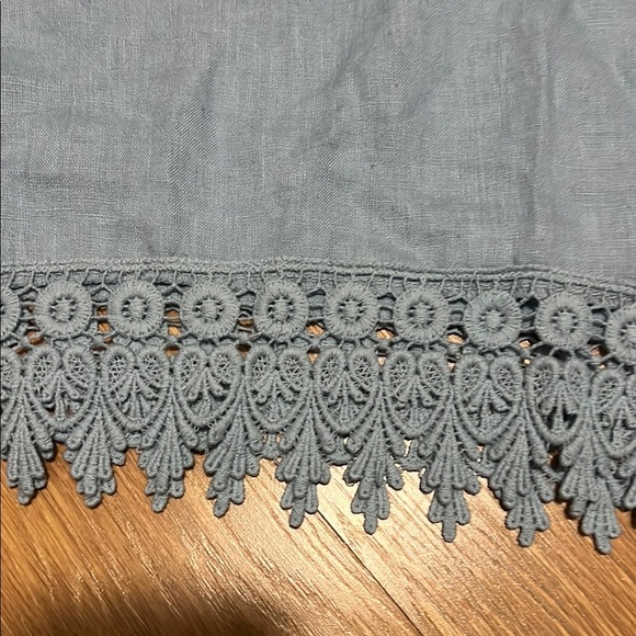 Terzo millennial 100% linen Embellished Blue Short Sleeve Boxy Blouse small - Picture 3 of 4